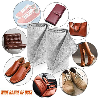 10 Pcs Shine Shoes Cloth Kit Polish Dauber Applicators Cleaning Leather Shoes Boots Microfiber Care Cloths Suede Cleaner - color: Gray