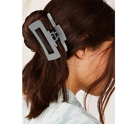 Canitor Matte Rectangular Banana Hair Clips for Thick Hair - 4 PCS Non-slip Design Jaw Clips and Barrettes for Women - color: black, khaki, dark gray, light gray