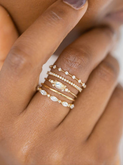 Honsny Stackable Gold Rings for Women Non Tarnish Engagement Wedding Bands | 18K Gold Plated, Cubic Zirconia Stacking Rings, Thumb Ring Set, Thin Eternity Promise Wedding Bands, Size 6 7 8 9 10 11 - color: Gold 1