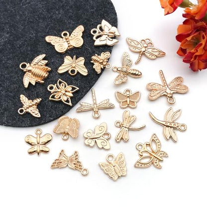 WOCRAFT 60pcs KC Gold Butterfly Bracelet Charms for Jewelry Making Sets DIY Necklace Bracelet Keychain Crafting Charms Kit Craft Supplies (SN848) - color: KC Gold, size: Butterfly Charms