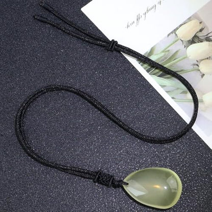 Anjiucc Natural Gemstone Tree of Life Black Obsidian/Golden Obsidian Pendant Necklace for Male and Female Necklace - color: Citine