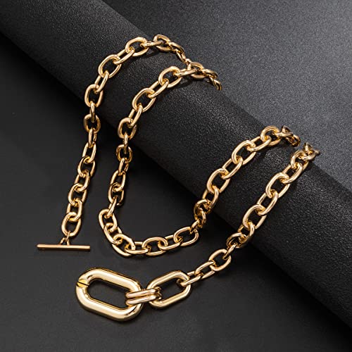 CSIYANJRY99 Chunky Gold Necklaces for Women,Multilayer Punk 80s Hip Hop Necklace,Layered Cuban Link Chain Statement Necklace 90s Freaknik Outfit Accessories for Women - color: Gold Larered Neckalce