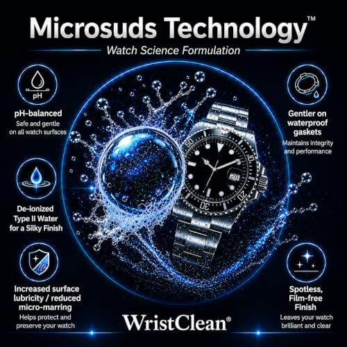 Royal Watch Cleaning Kit | (1x) Watch Cleaner Foam 100ML, (1x) Large Drying Towel, (2x) Non-scratch Brushes, (1x) Microfiber Pouch | USA Made (5 piece Set) | Science Formulation for Gentle Care | Special in-house Formulation for Reducing Scratches During