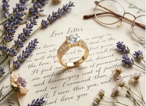 Trendy Women's Eternity Proposal Ring | Shiny Cubic Zirconia Inlaid Fashion Finger Jewelry - color: Gold