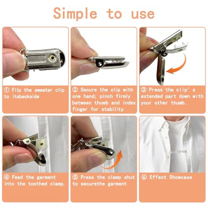 2-Piece Belt & Shirt Clip Vintage Skirt Clip for Cardigans, Sweaters, Shawls, Clothes, and Pants Tight Clips