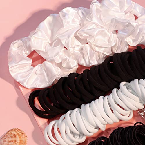 YANRONG 755PCS Hair Accessories for Woman Set Seamless Ponytail Holders Variety Hair Scrunchies Hair Bands Scrunchy Hair Ties 759 Piece Set - color: 755PCS（Black White）