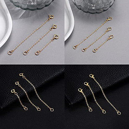 Softones 12-18Pcs Ankle Bracelets Extenders-Extension for Womens Jewelry(1 2 3 Inch),with Lobster Clasp and O-Clasp from Gold Silver Rose Gold - color: B:Gold 6-Lobster clasp 6-O-clasp