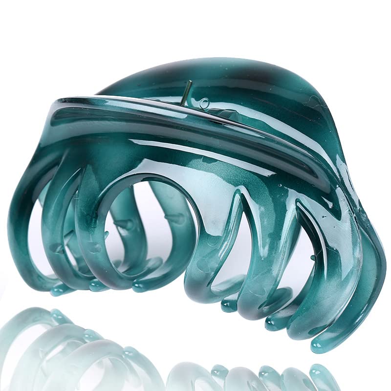 4" Large Hair Claw Clip-Acrylic Strong Holding Power Hair Clips Hairgrip for Women and Girls Hair Barrettes for For Thick Hair (C-Lake Green) - color: C-Lake Green