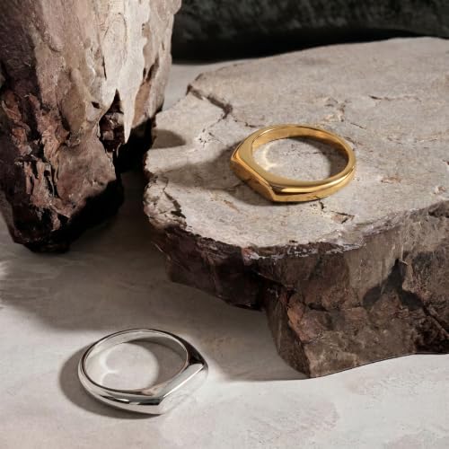 PCY Stainless Steel Gold Plated Men Women Band Ring - color: 6mm Gold CYJ