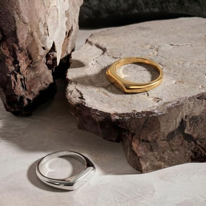PCY Stainless Steel Gold Plated Men Women Band Ring - color: 6mm Gold CYJ