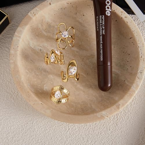 Gold-Plated Butterfly Ring with Dangling Chains and Cubic Zirconia, Adjustable Statement Ring,Cocktail Party Minimalist Ring for Women - style: Style C