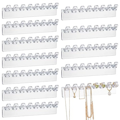 Styquenzer 12 Pcs Self-Adhesive Necklace Organizer, Necklace Hanger Wall Mount Hanging Jewelry Organizer with 8 Hooks Wall Mounted Necklaces Organizers for Necklaces, Bracelets