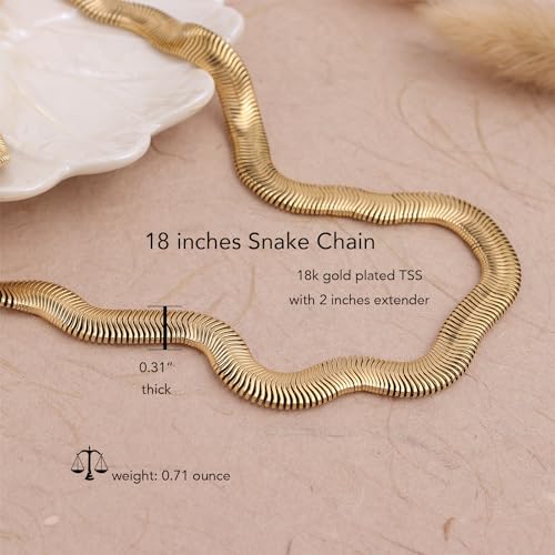 Jean Beau Gold Choker Necklace for Women, Simple 18K Gold Plated Adjustable Link Chain Prom Jewelry Gifts - color: Gold snake