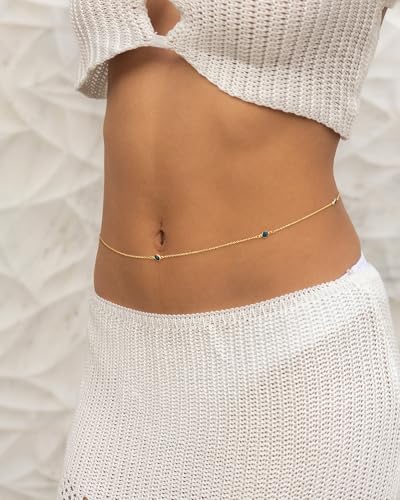 VIROMY Gold Waist Beads Chain for Women Waterproof Belly Chain Body Belt Chain Beach Accessories Body Women's Jewelry - style: Style E-GD