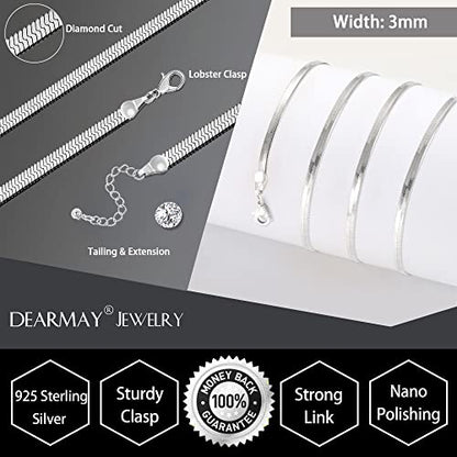 DEARMAY 14K Gold Plated Herringbone Necklaces for Women, Dainty Gold Snake Choker Chain Non Tarnish Trendy Simple Thin & Chunky Options Neckalce 1.5/3/5/6/8mm Chain Jewelry for Gifts - color: SL-3MM 16" Herringbone Necklace