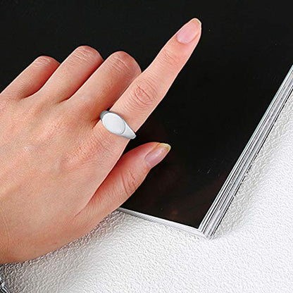 Jude Jewelers Stainless Steel Classical Simple Plain Oval Shape Signet Style Pinky Wedding Statement Promise Anniversary Ring