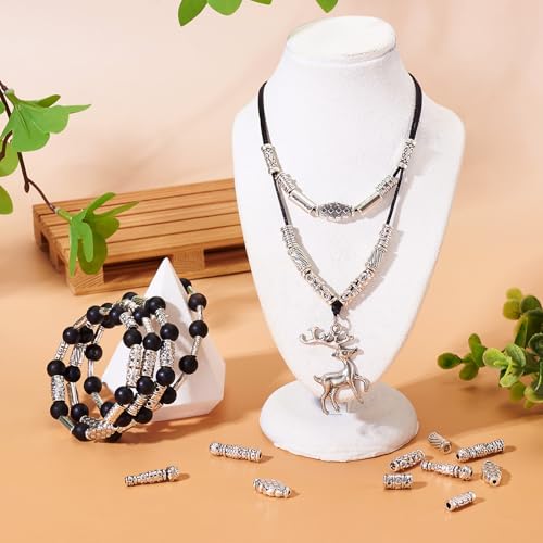 Craftdady 150Pcs Antique Silver Tube Bar Spacer Beads Tibetan Metal Column Barrel Drum Beads for Jewelry Crafts Making Hole:1.5-3.5mm - color: Antique Silver, Tube,150pcs