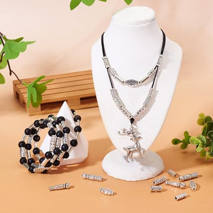 Craftdady 150Pcs Antique Silver Tube Bar Spacer Beads Tibetan Metal Column Barrel Drum Beads for Jewelry Crafts Making Hole:1.5-3.5mm - color: Antique Silver, Tube,150pcs