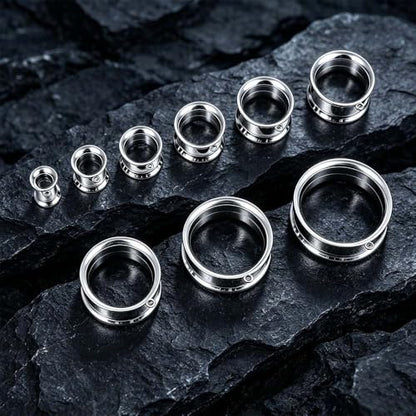 LADEMAYH 3 Pairs DIY Ear Tunnels, Surgical Steel Dangle Gauges Accessory | Free Jump Rings, Threaded Double Flared Plugs, 316L Stainless Steel, Hypoallergenic, DIY Custom Hanging Charms, 2g-1" - color: #6009 Silver, size: 0g(8mm)