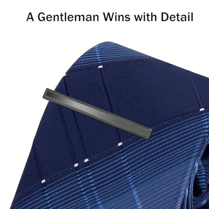 Tie Clip for Men, TAIGRAMA Tie Bar and Tie Pin Clip for Skinny Ties Gold Rose Gold Silver Black, Unique Mens Tie Clip Tie Clasp Suitable for Wedding Anniversary Business Professional and Best Gift - style: Style1-Black