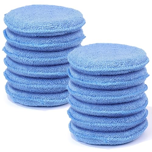 FONAROLL Wax Applicator Pads Polishing Pads Microfiber Applicator Pad for Car Wax and Polishing (Blue 12Pcs) - color: Blue 12pcs