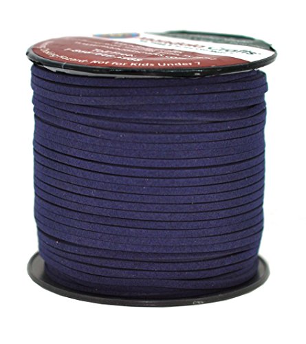 Mandala Crafts Faux Suede Cords Dark Navy Blue Leather Cords for Jewelry Making - 2.65mm Leather Laces Leather Strips Flat Vegan Leather Strings for Dream Catchers Supplies - color: Dark Navy Blue, size: 2.65mm 100 Yards