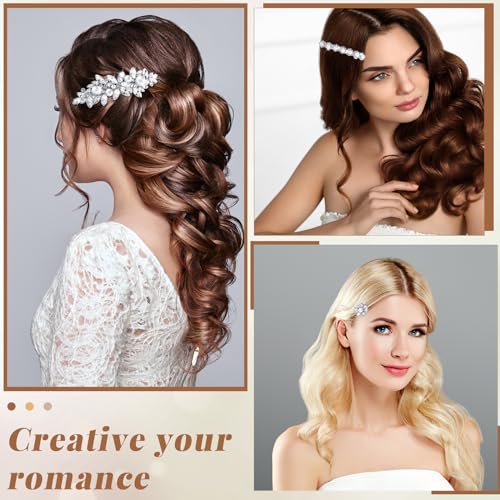 Janinka Rhinestone Hair Accessories for Wedding: Bridal Hair Pins, Crystal Bobby Pins, Silver Hairpin Barrettes, and Elegant Leaf Flower Accents for Women and Girls - color: Flower Style