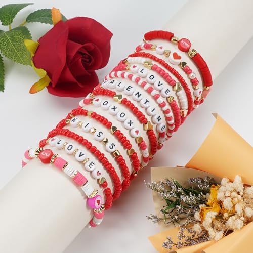 Twinfree Bohemia Beaded Bracelet for Women, Polymer Clay Stretch Bracelets - color: color 36