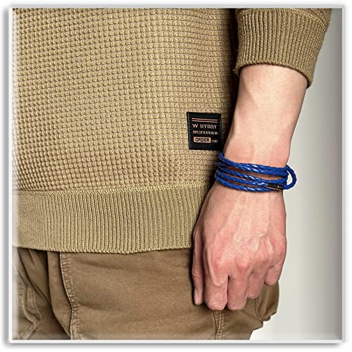 Xusamss Fashion Alloy Buckle Multilayer Leather Wrap Cuff Bracelet,7.5inches - color: Blue