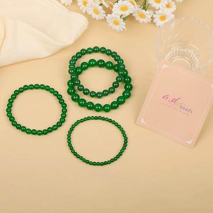 AD Beads Handmade Gemstone Stretch Elastic Bracelet Crystal Healing Reiki Nature's Beauty and Spiritual Essence Unisex (12mm, Green Jade (Heart Opening)) - color: Green Jade (Heart Opening), size: 12mm