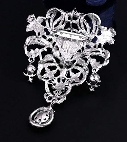 Extra LARGE Antique Vintage Art Deco Victorian Style Silver Tone Imitation Diamond Clear Rhinestone Statement Bridal Wedding Brooch Pin
