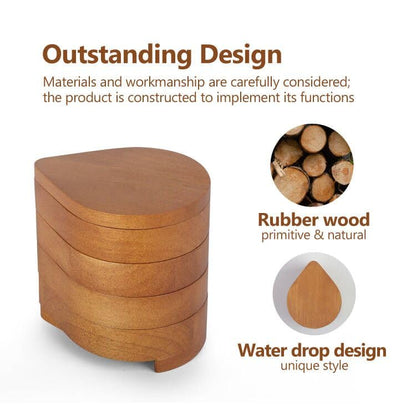 JSVER Portable Jewelry Organizer Wooden Jewelry Box, 4-Layer Rotatable Jewelry Holder, Travel Jewelry Organizer For Rings, Necklaces, Earrings, Bracelets