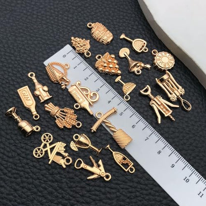 WOCRAFT 60pcs KC Gold Wine Charms Bracelet Charms for Jewelry Making Sets DIY Necklace Bracelet Keychain Crafting Charms Kit Craft Supplies (SN872) - color: KC Gold, size: Wine Charms