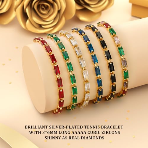 J.Fée Silver Bracelet, S925 Tennis Bracelet with Sparkling 5A Cubic Zirconia Silver Bracelets for Women Adjustable Bracelet for Women Bracelets Womens Bracelet Women Gifts for Women Mom - color: Gold, White