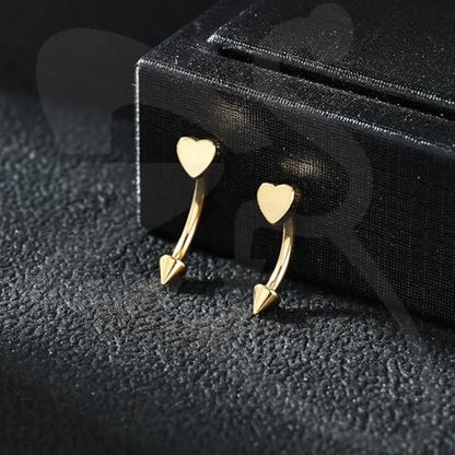ZS 2 Pairs Stainless Steel Eyebrow Rings, 16G Curved Belly Rings Navel Barbell Helix Daith Tragus Earrings, 8/10mm Spike Vertical Labret Lip Piercing Jewelry - color: Gold,Heart-L:8/10mm