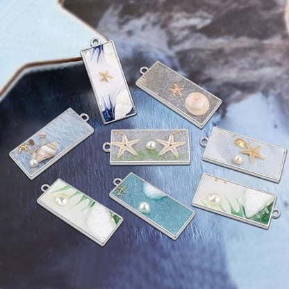 Oubaka Open Bezels for Resin Jewelry Making,50pcs Open Back Bezel Pendants Open Frame Pendant Geometric Hollow Frame Pendant for Pressed Flower,DIY Resin Earrings Necklace(White K) - color: White K;Rectangle;Style A