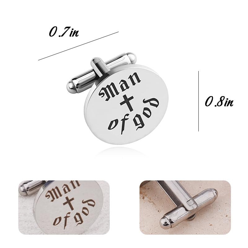 Religious Cufflinks for Men Christian Gifts for Dad Son Grandpa Fathers Day Gift for Husband Uncle Man Of God - style: man of god 02