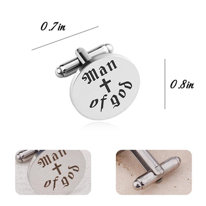 Religious Cufflinks for Men Christian Gifts for Dad Son Grandpa Fathers Day Gift for Husband Uncle Man Of God - style: man of god 02