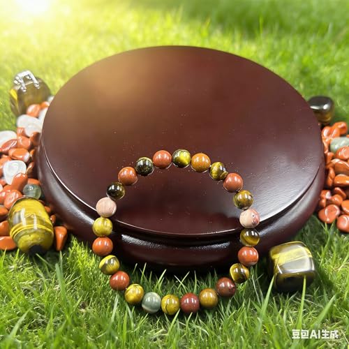 Amethyst Bracelet for Women Men, Elegant Handmade Natural Gem Stone Round Beaded Stretch Elastic Adjustable Healing Bracelets 8mm Gifts - color: AL-0164, size: Medium