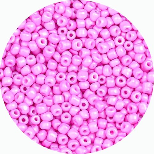 Legefo 4mm Glass Seed Beads Bulk, Pink 6/0 Small Mini Pony Seed Beads, Tiny Round Craft Bead for Bracelet Necklace Wrist Jewelry Making Beading Weaving DIY Crafts Supplies, 1000pcs - color: Pink