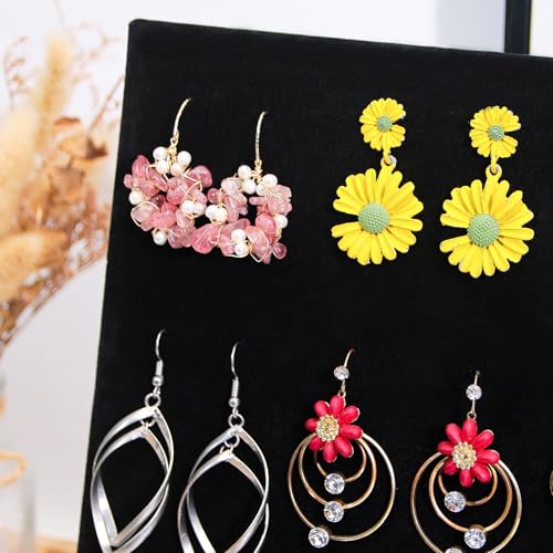 Ring Display Stand, Velvet Ring Holder, 50 Slots Rings Organizer Jewelry Display Tray, L-Shaped Jewelry Organizer Stand for Rings Earrings Selling (1, Black) - color: Black