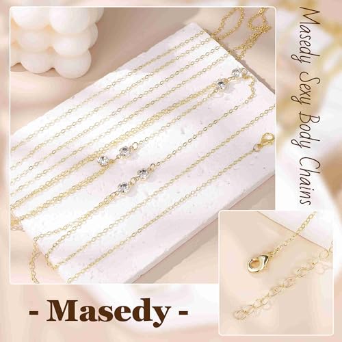 14K Gold Sexy Body Chains for Women Necklace Layered Bikini Bra Chain Crossover Belly Chain Rhinestone Summer Chest Chain Beach Prom Nightclub Body Chain Jewelry - style: Gold H