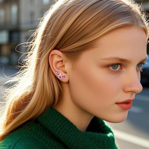 Ear Climbers Earrings for Women Sterling Silver Vintage Ear Crawler Earrings Jewelry Gifts for Women - style: Hibiscus
