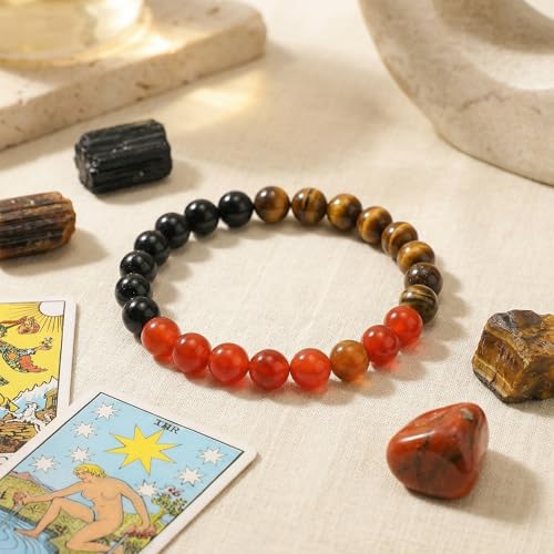 Bivei Protection Crystal Healing Bracelet | 8MM Strength Bracelet Spiritual Stretch Beaded Jewelry for Women Men Gift - color: Self Confidence, size: Medium 6.8-7.3 inch