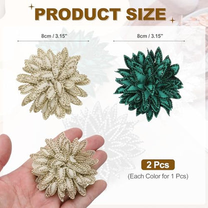 PATIKIL Flower Brooch Pin for Women, Rhinestone Rose Flower Brooch Dainty Fabric Floral Boutonnieres for Women - color: Khaki/Green