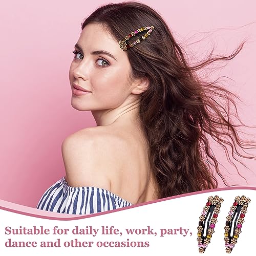 OIIKI 10pcs Rhinestone Snap Hair Clips for Women, 2 Styles