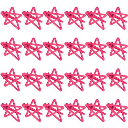 ELANE 24 Pcs Star Snap Hair Clips for Women Girl,Cute Hair Barrettes for Women Fine Thin Hair Accessories DIY - color: Rose red