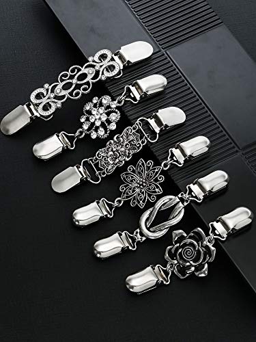 Hicarer 6 Pieces Vintage Shirt Dress Cardigan Clip, Waist Clip for Women, Sweater Shawl Brooch Jacket for Clothing - style: Vintage