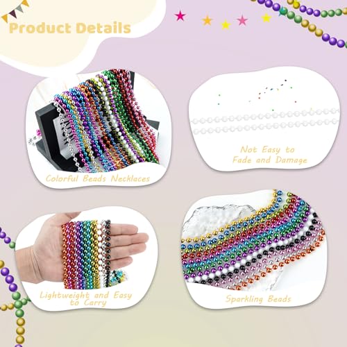 SHAOQINLIN 30 PCS White Bead Necklaces, 33" White Mardi Gras Christmas Beads Necklace, 4th of July Necklaces, Parade Throws Accessories for Christmas Independence Day New Year Party Favors - color: White