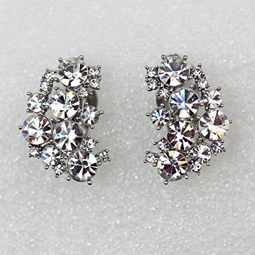 Faship Gorgeous Clip Ons Floral Earrings - color: Clear